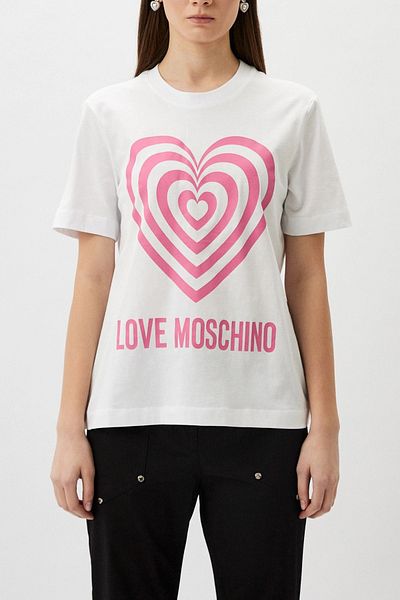 Love Moschino OPTICAL WHITE тениска за жени и момичета