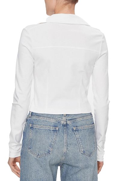 Calvin Klein Бяла тениска с поло яка - 100% памук с цип J20J 222556 -Yaf