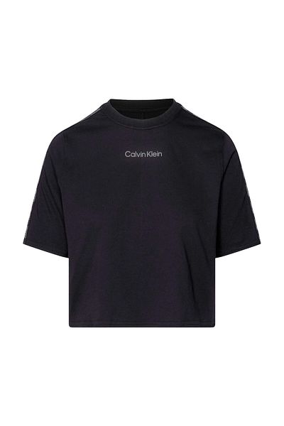 Calvin Klein Dámské černé tričko s logem značky na paži a hrudi, bavlněný výstřih, tkanina absorbující vlhkost 00
