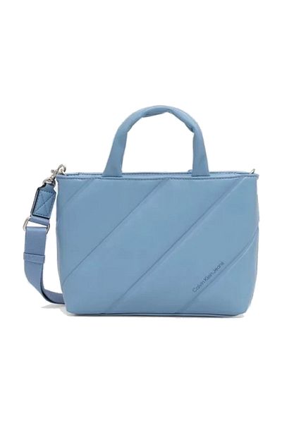 Calvin Klein Geantă de umăr albastră din piele artificială cu logo pentru femei K60K 611957 -CEZ