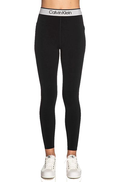 Calvin Klein Women's Brand Logo Elastic Band High Waisted Breathable Fabric Sporty Look Black Leggings 0