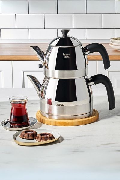 Hisar Optima Venus - Black Midi Steel Teapot with Induction Base