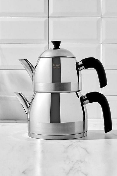 Hisar Optima Venus - Black Midi Steel Teapot with Induction Base