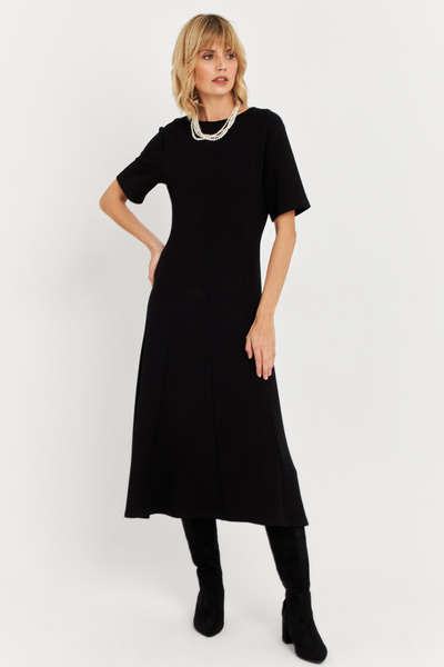 Cool & Modest Μαύρο Midi Sweat Γυναικείο Φόρεμα - MHOL102