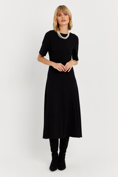Cool & Modest Μαύρο Midi Sweat Γυναικείο Φόρεμα - MHOL102