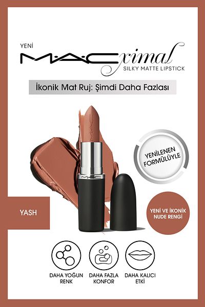 M.A.C Silky Matte Lipstick Lipstick That Provides Moisturizing Effect Intense Color-Yash 3.5Gm