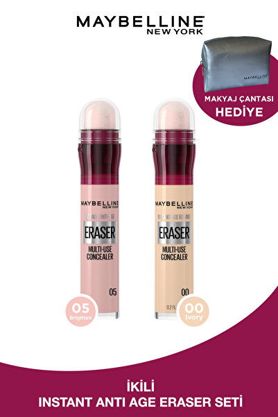 Maybelline New York Instant Anti Age Eraser Kapatıcı- 05 Brighten & 00 Ivory Çanta Hediyeli Set