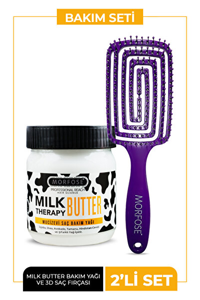 Morfose Saç Fırçası + Milk Therapy Butter Yağ İçeren Mucizevi Saç Bakım Kremi