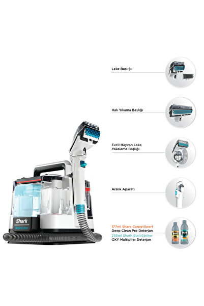 Shark StainStriker – 4 Farklı Başlığa Sahip Halı, Koltuk Yıkama ve Leke Çıkarma Makinesi Deterjan Hediyeli