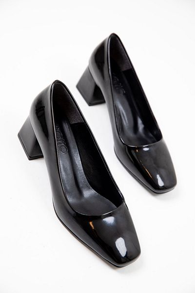 SOHO Patent Leather Black Women's Classic Heeled Shoes - 19671