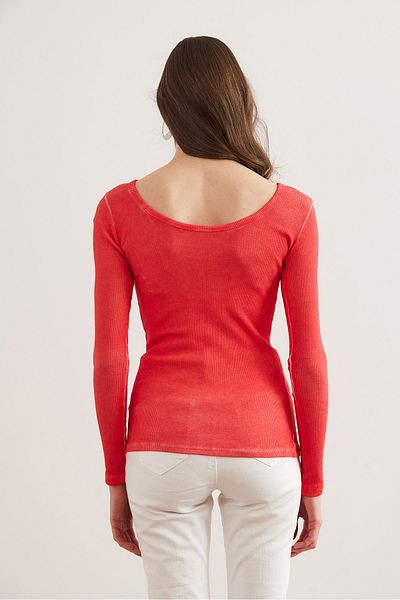 Olalook Damen-Camisole-Bluse mit gewaschenem Korallenmuster und weitem Kragen BLZ- 19000722