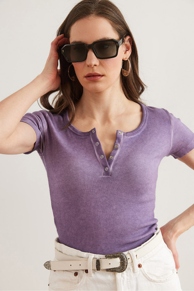 Olalook Women's Washed Lilac Snap Camisole Blouse Blz- 19000171