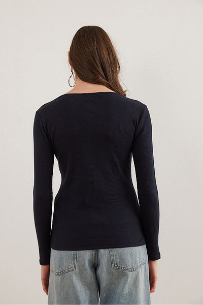 Olalook Női sötétkék nyakú, V-nyakú, camisole kötött blúz BLZ- 19001713