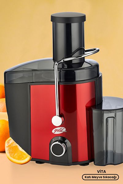 GOLDMASTER Vita Stainless Steel - Solid Juicer with 2 Different Speed Settings Red Gje7204R