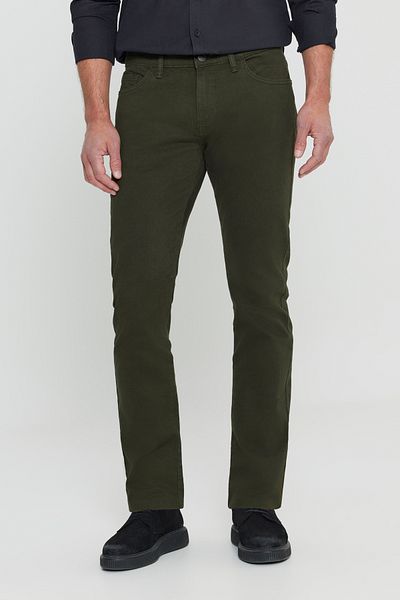 AC&Co / Altınyıldız Classics Pánské khaki flexibilní slim fit chino kalhoty - bavlněné plátno s 5 kapsami