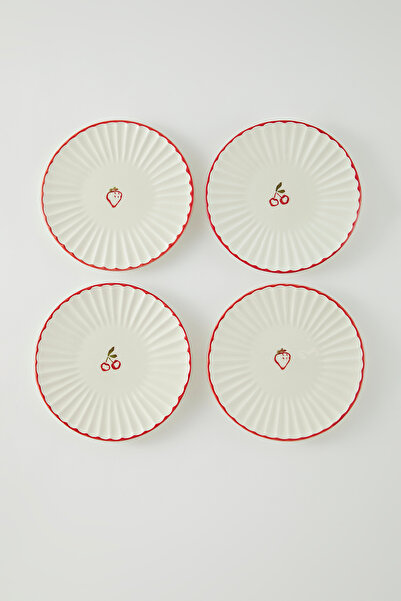 TRENDYOLMİLLA HOME 4 db kerámia gyümölcsmintás tortatál készlet 22 cm TPHSS25TBK00010