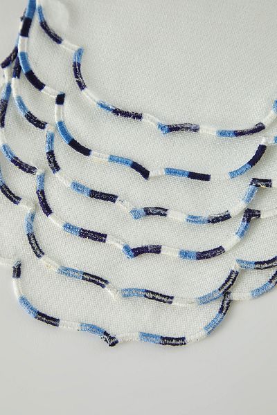 Trendyol Collection Weiß-blaue 6-teilige Cocktailserviette/Untersetzer TPHSS25RUN00009