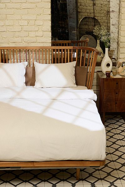 Trendyol Collection Antracit Bavlna Polyester Pruhovaná příze Barvená na dvojité přikrývky Sada 220X220