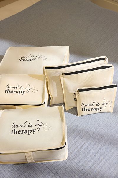 Trendyol Collection 6-teiliges Koffer-Organizer-Set mit Ecru-Druck und Reißverschlussdetail TPHSS25BID00003