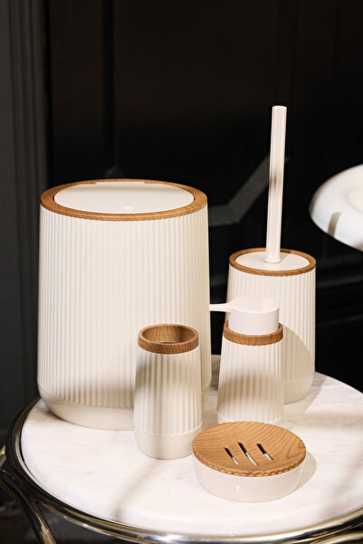 TRENDYOLMİLLA HOME Σετ μπάνιου 3 τεμαχίων Wooden Look Πλαστική θήκη σαπουνιού - TPHSS25BST00001