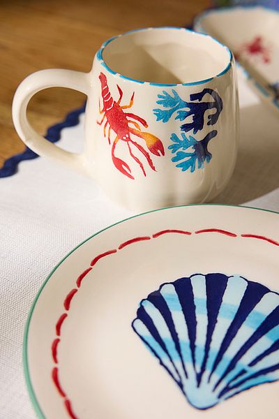 Trendyol Collection Set of 2 Ceramic Marine Printed Mugs Tphss25Up00000