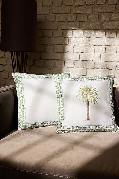 Trendyol Collection Grün-Mehrfarbig Palmenmuster 2-teiliger Kissenbezug 45x45cm