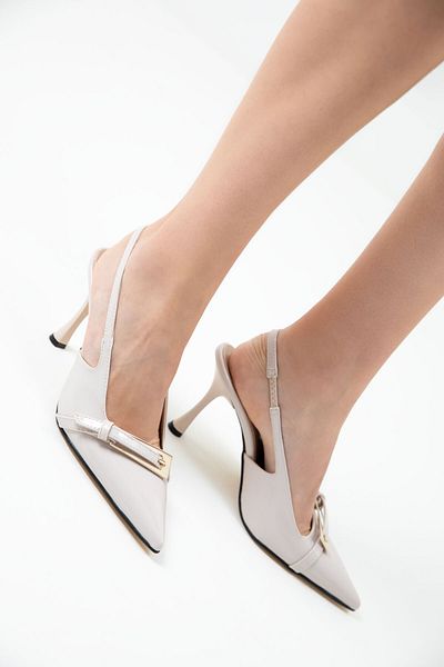 SOHO Beige Patent Leather Women's Classic Heeled Shoes 20246