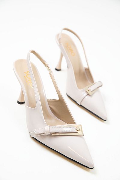 SOHO Beige Patent Leather Women's Classic Heeled Shoes 20246