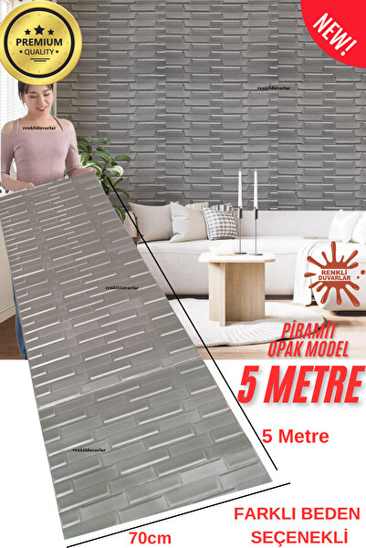 Renkli Duvarlar Kendinden Yapışkanlı Beden Seçenekli Ofis Salon Gri Opak Piramit  3d  Duvar Kağıdı Paneli Nw65