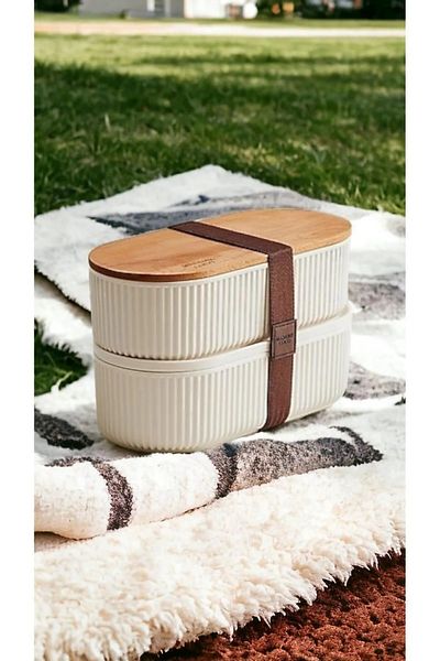 Madame Coco Magou 1000 ml Aufbewahrungsbehälter mit Holzdeckel, 2er-Set