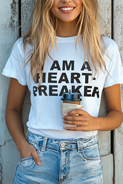 Trendyol Collection Tricou alb, 100% bumbac gros, cu croială obișnuită/normale, tricotat cu slogan imprimat TWOSS25TS00050