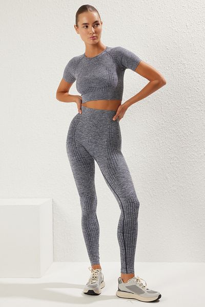 Trendyol Collection Marineblaue, nahtlose, gestrickte Sportstrumpfhose in voller Länge TWOSS21TY0024