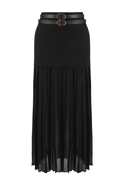 Trendyol Collection Limitovaná edice černá šifonová skládaná tkaná sukně TWOSS25ET00108