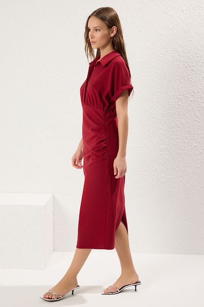 Trendyol Collection Rochie țesută Midi Burgundy uni TWOSS25EL00253