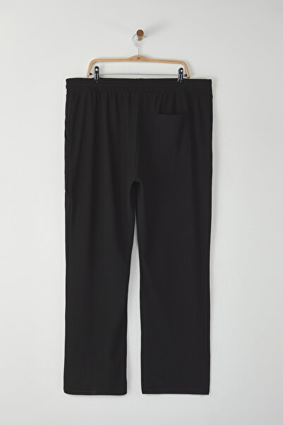 Trendyol Collection Large Size Black Wide Leg Textured Wrinkle-Free Hidden Cord Sweatpants Tmnss25Aj00002