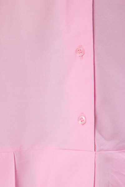 Trendyol Curve Ροζ 100% βαμβακερό υφαντό φόρεμα Plus Size