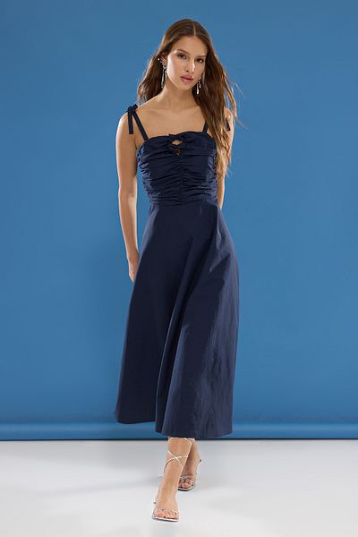 Trendyol Collection Navy Blue Straight A-Line Maxi Woven Dress Twoss25El00144