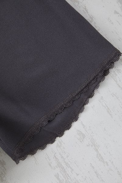 Trendyol Curve Kötött pizsama szett - antracit, szalag és masni részlet Camisole TBBSS25AI00057
