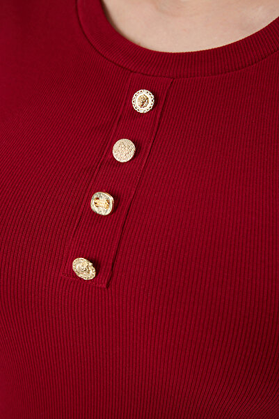 Trendyol Curve Κόκκινα κουμπιά Καμισόλα Πλεκτή Μπλούζα μεγάλου μεγέθους TBBSS25AF00088