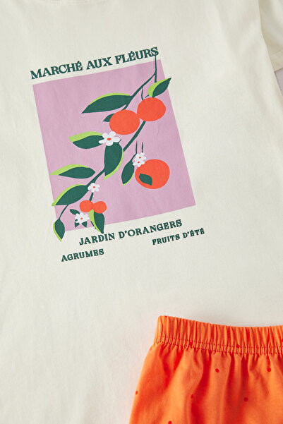 Trendyol Curve Orange Polka Dot Patterned Shorts Knitted Pajamas Set Tbbss25Ai00070