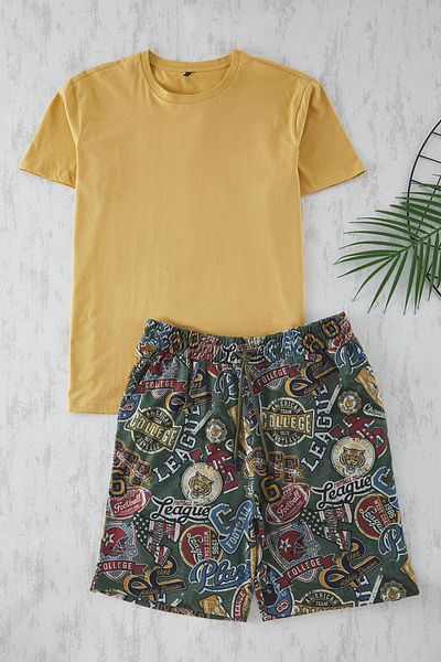Trendyol Collection Barevná sada pyžama Regular Fit s potiskem - Tmnss25Pt00020