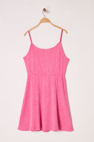 Trendyol Curve Pink Camisole Knitted Plus Size Dress
