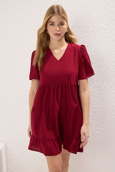 Trendyol Collection Plum*001 Μίνι υφαντό φόρεμα με ίσια κοπή TWOSS20EL0400