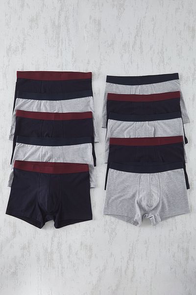 Trendyol Collection Γκρι-Μπλε 10 Πακέτο Ευέλικτο Βαμβακερό Μπόξερ TMNSS25BX00000