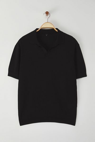 Trendyol Collection Black Regular Polo Neck Plain Polo Neck T-Shirt Tmnss25Po00008