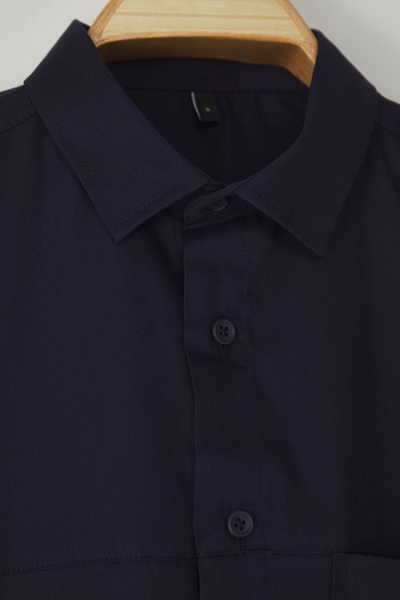 Trendyol Collection Πουκάμισο Boxy Cut Navy Blue - TMNSS25GO00042