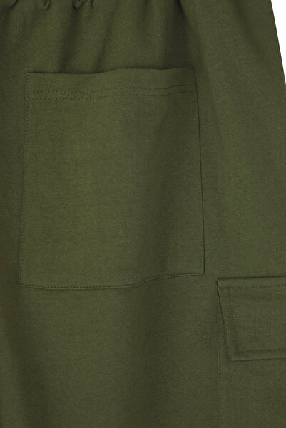 Trendyol Collection Nagy méretű fekete-khaki 2 csomagos normál/normál szabású zsebes zsinóros rövidnadrág TMNSS25AP00004