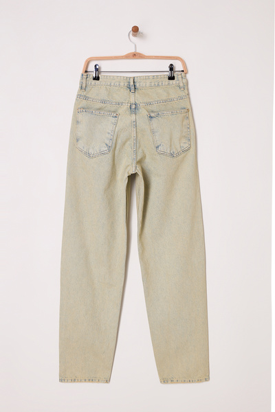 Trendyol Collection Τζιν με φαρδιά εφαρμογή μπλε πράσινο - φαρδύ τζιν TMNSS25JE00008