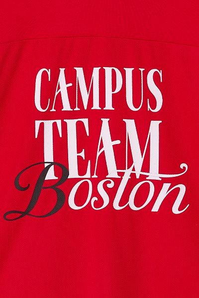 Trendyol Collection Red Oversize/Wide Cut Campus Team Printed V-Neck Jersey Fabric T-Shirt Tmnss25Ts00122