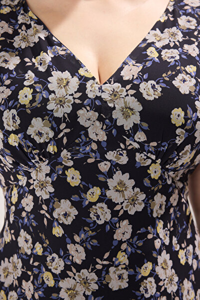 Trendyol Curve Φόρεμα Navy Blue Chiffon Woven Plus Size